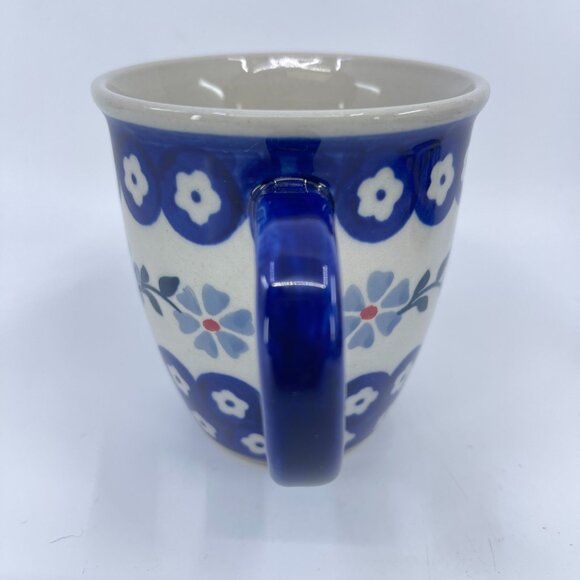 vintage boleslawcu polish pottery mug "forget me not" pattern handcrafted - Picture 4 of 6